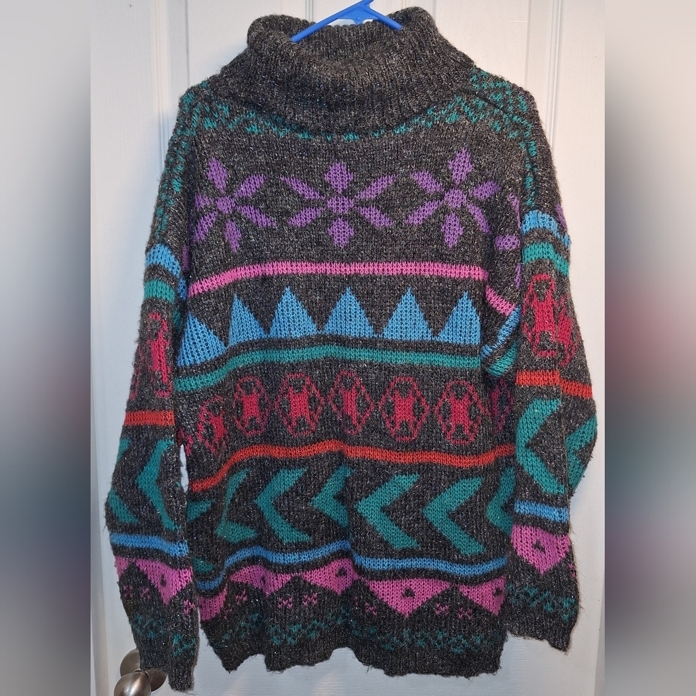 Kitty Hawk Vintage Patterned Turtleneck Sweater Large